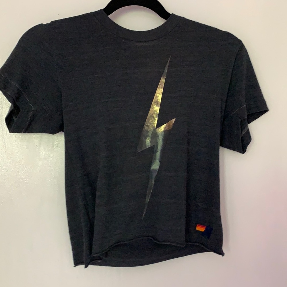 Aviator Nation gold lighting bold short sleeve tee